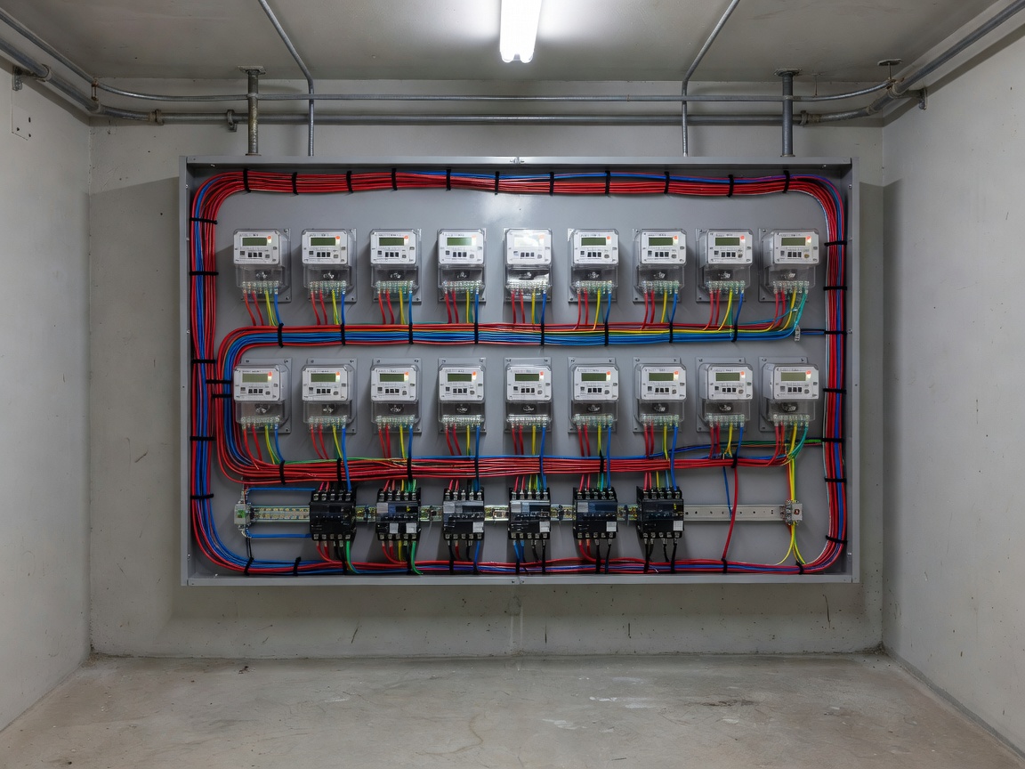 Sub-metering installation inside a residential building electrical room